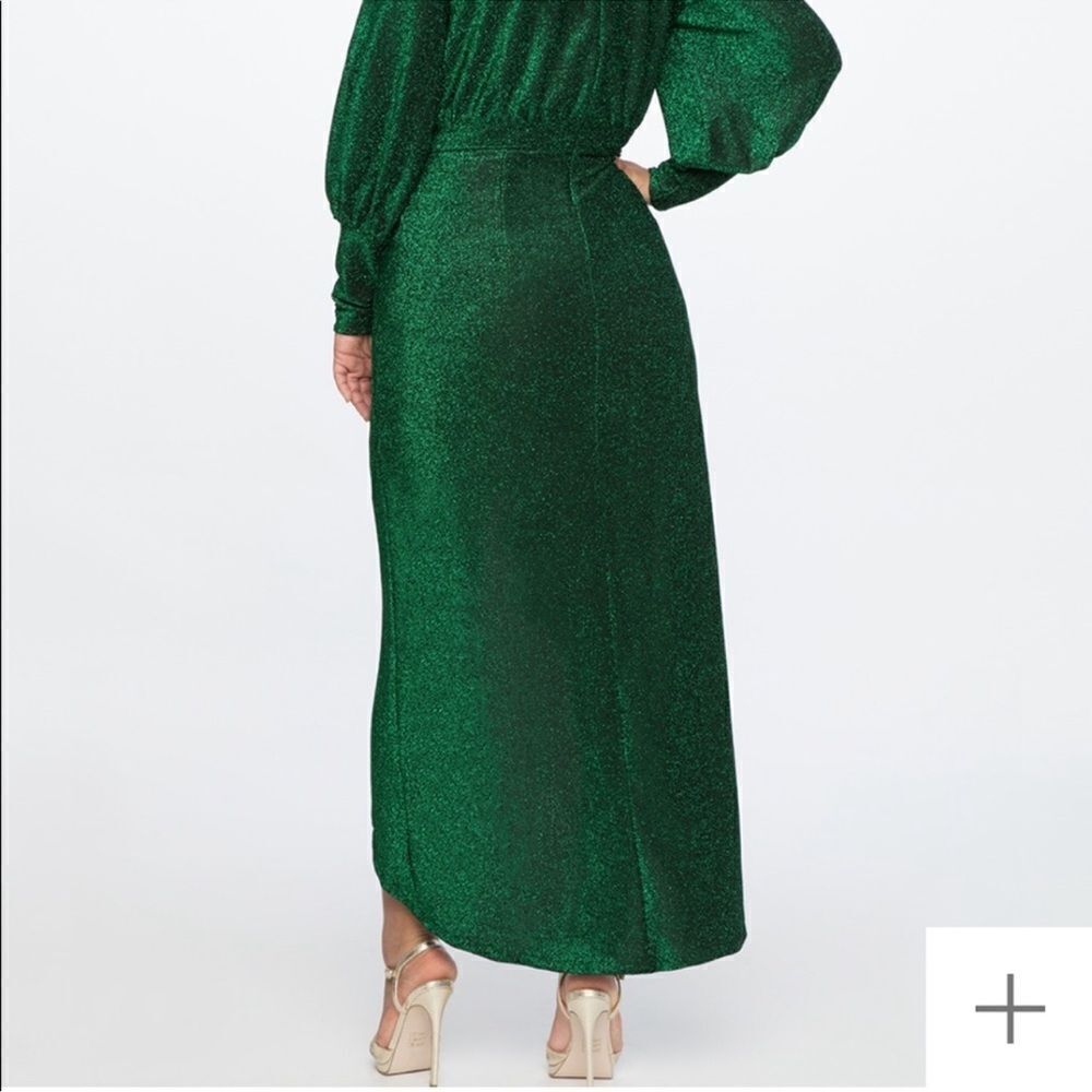 NWT‎ ELOQUII GREEN SPARKLE MAXI DRESS C27 - Picture 5 of 11
